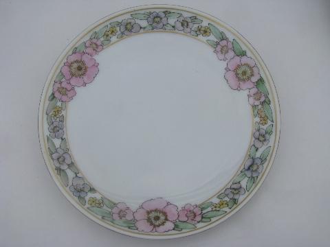 photo of 10 antique hand-painted china plates, art nouveau & art deco vintage flowers #6