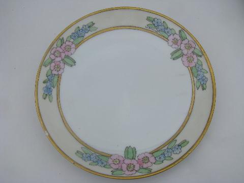 photo of 10 antique hand-painted china plates, art nouveau & art deco vintage flowers #7