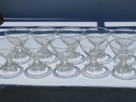 photo of 10 boopie candlewick beads footed sherbet glasses, vintage Hocking glass #1