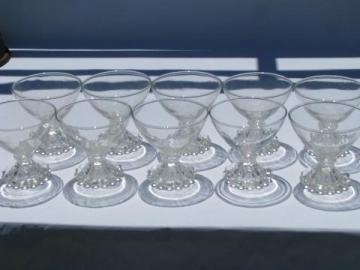 catalog photo of 10 boopie candlewick beads footed sherbet glasses, vintage Hocking glass