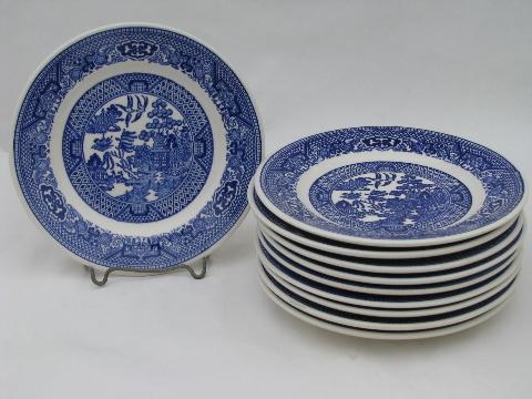 photo of 10 bread & butter or cake plates, vintage Blue Willow pattern china #1