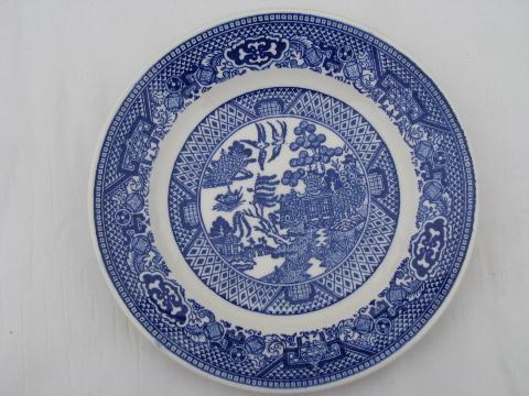 photo of 10 bread & butter or cake plates, vintage Blue Willow pattern china #2