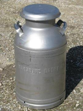 catalog photo of 10 gal farm dairy milk can, rustproof food grade stainless steel