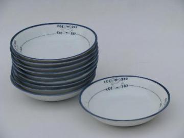 catalog photo of 10 hand-painted blue & white bowls,vintage Hutschenreuther - Bavaria china