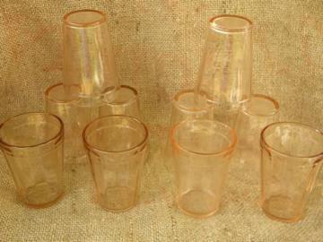 catalog photo of 10 old pink depression glass juice glasses, vintage Hazel-Atlas