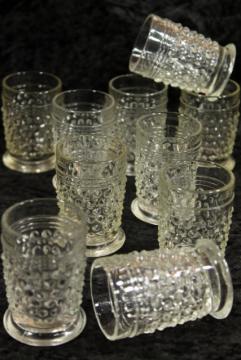 catalog photo of 10 vintage Anchor Hocking hobnail clear glass whiskey shot glasses, nice mini vases!