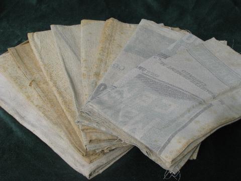 photo of 10 vintage feedsack shop/kitchen towels, heavy old cotton sacking fabric #1