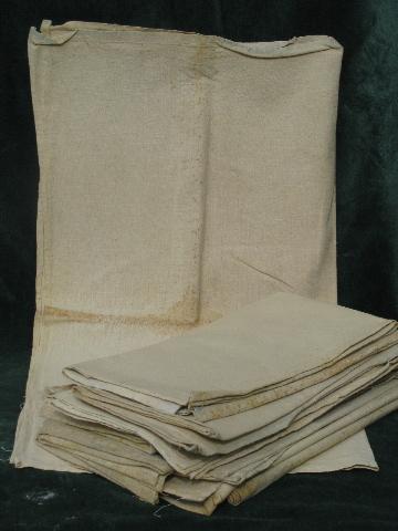 photo of 10 vintage feedsack shop/kitchen towels, heavy old cotton sacking fabric #1