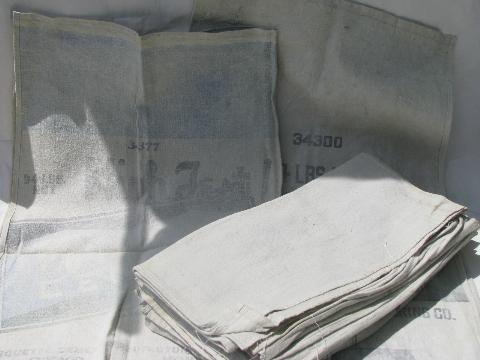 photo of 10 vintage feedsack shop/kitchen towels, heavy old cotton sacking fabric #1