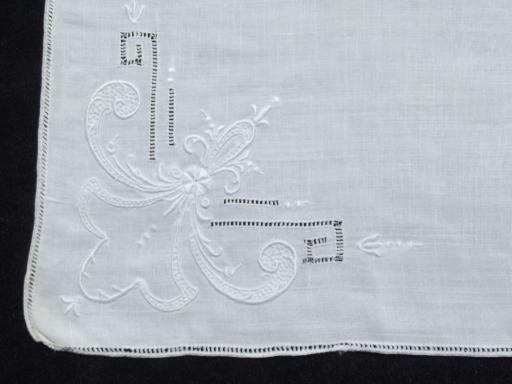 photo of 10 vintage fine cotton napkins, madeira type embroidery & hemstitching #3