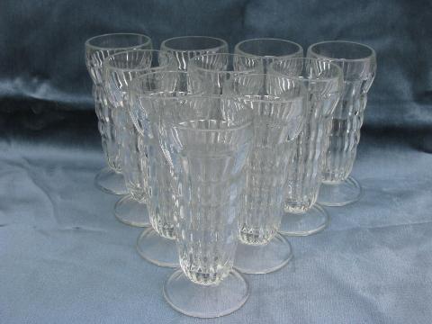 photo of 10 vintage ice cream soda, float or parfait glasses, heavy ribbed glass #1