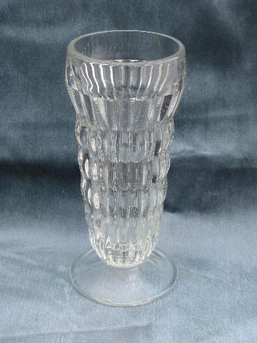 photo of 10 vintage ice cream soda, float or parfait glasses, heavy ribbed glass #2