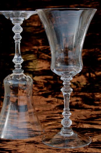 photo of 10 water glasses, vintage crystal clear Cambridge gadroon blank stems, rose point shape #2