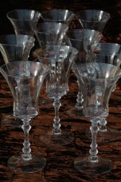 catalog photo of 10 water glasses, vintage crystal clear Cambridge gadroon blank stems, rose point shape