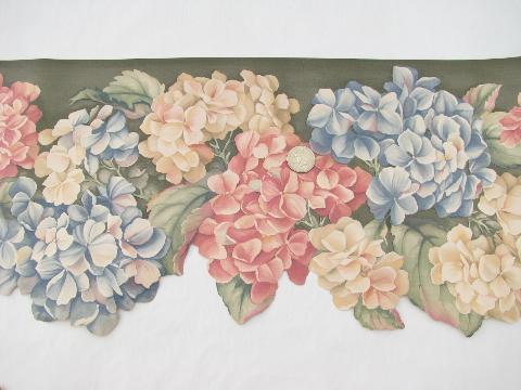 photo of 10+ yards floral print wallpaper border, pink/blue/white hydrangeas #2