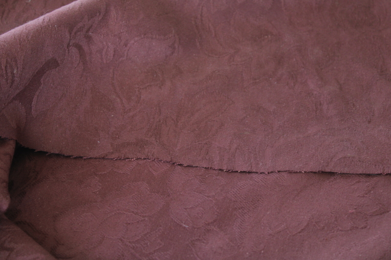 photo of 10 yds vintage muted burgundy wine upholstery fabric, soft draping cotton rayon or poly blend jacquard #5