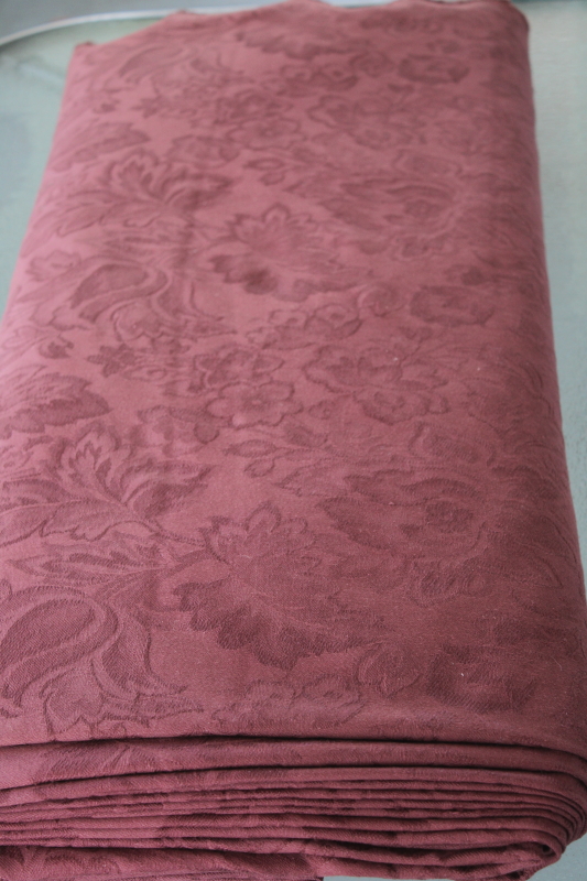 photo of 10 yds vintage muted burgundy wine upholstery fabric, soft draping cotton rayon or poly blend jacquard #8