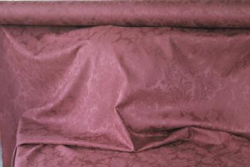 catalog photo of 10 yds vintage muted burgundy wine upholstery fabric, soft draping cotton rayon or poly blend jacquard