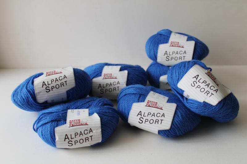 photo of 100% alpaca natural fiber yarn, soft slightly fuzzy sport weight yarn Swedish blue #1