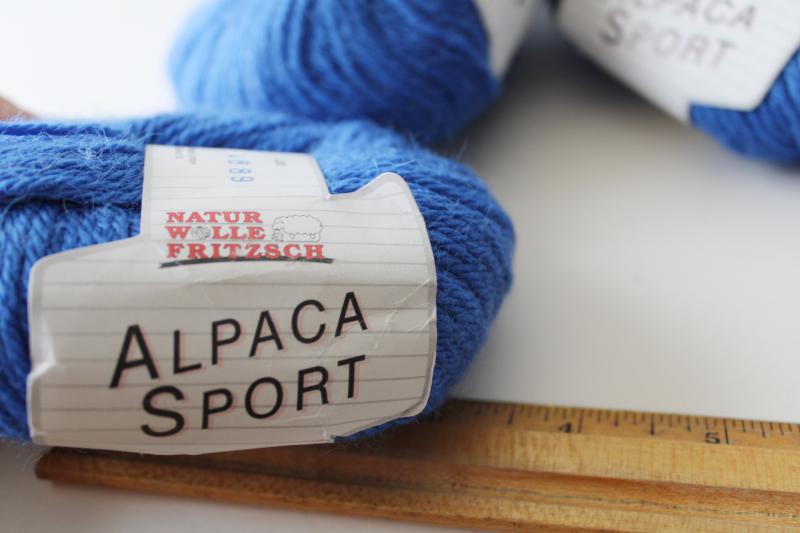 photo of 100% alpaca natural fiber yarn, soft slightly fuzzy sport weight yarn Swedish blue #3