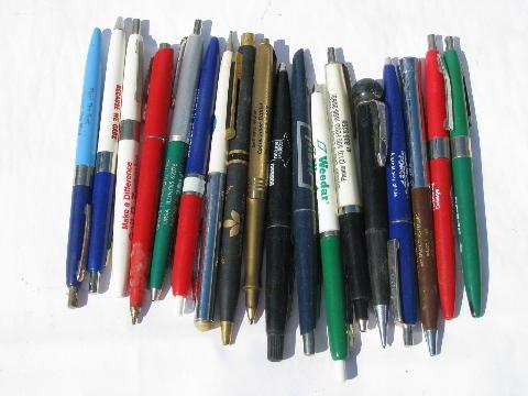 photo of 100+ old vintage advertising pens & pencils, northern rural Illinois towns #3
