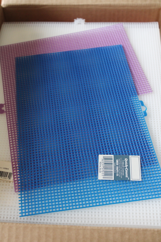 photo of 100+ sheets of plastic canvas in many colors, new old stock craft supplies lot  #3