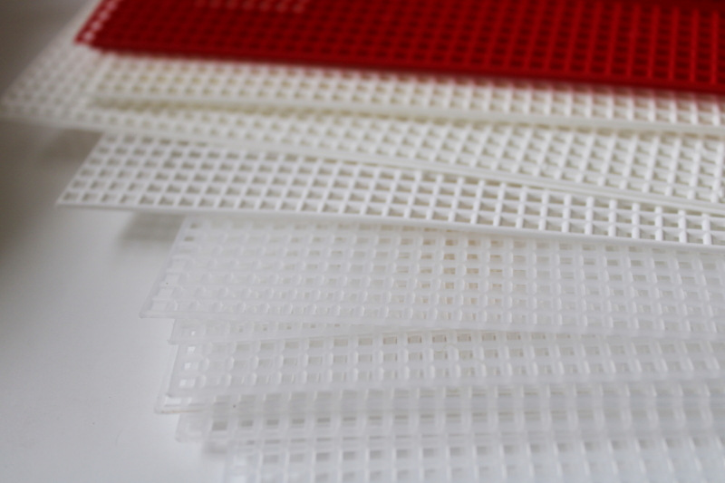 photo of 100+ sheets of plastic canvas in many colors, new old stock craft supplies lot  #9