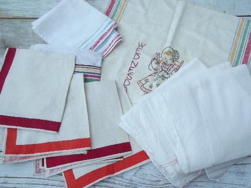 photo of 100+ vintage kitchen linens, feedsack and print dish towels, napkins, cloths #6