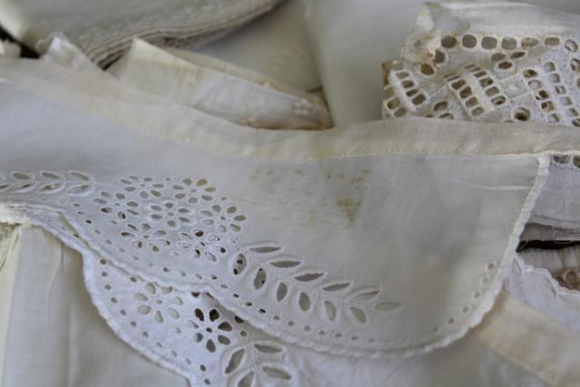 photo of 100s of pieces of antique & vintage cotton eyelet embroidered trim, edgings, flounces #8