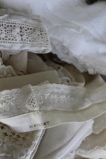 photo of 100s of pieces of antique & vintage cotton eyelet embroidered trim, edgings, flounces #14