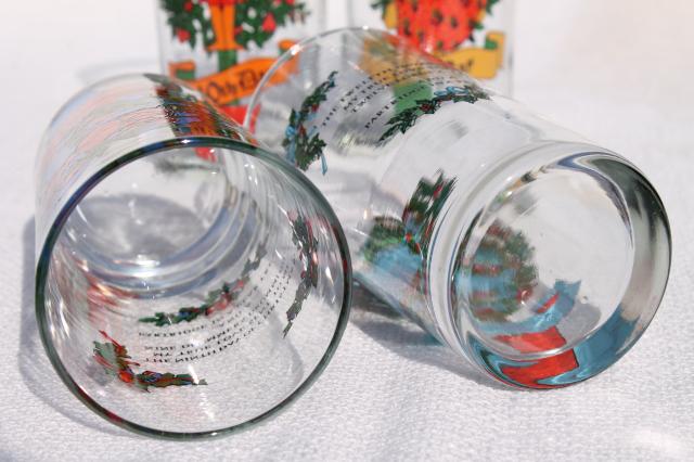 photo of 12 Days of Christmas Anchor Hocking set of drinking glasses, vintage holiday tableware #5