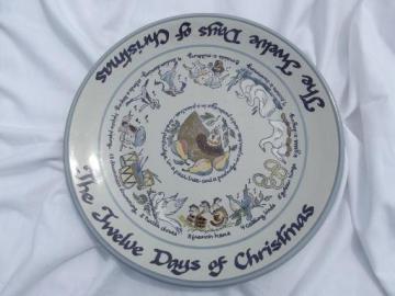 catalog photo of 12 Days of Christmas Louisville stoneware chop/cake plate, MA Hadley