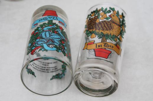 photo of 12 Days of Christmas drinking glasses set, vintage Anchor Hocking glassware #3