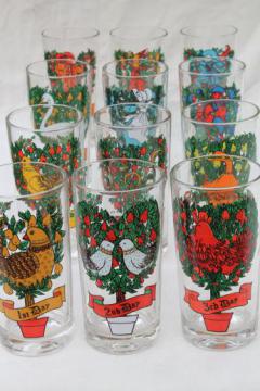 catalog photo of 12 Days of Christmas drinking glasses set, vintage Anchor Hocking glassware