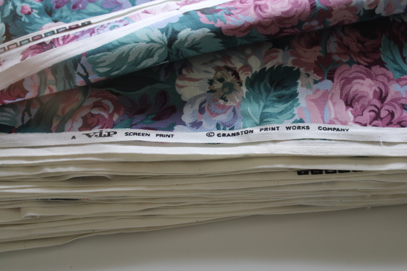 photo of 12 1/2 yards chintz floral print 80s 90s vintage cotton fabric VIP Cranston Print Works teal, rose, lavender  #2