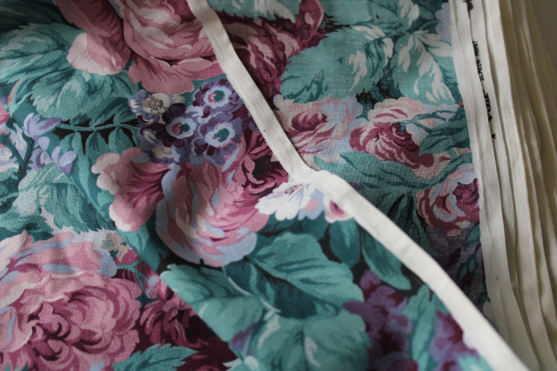 photo of 12 1/2 yards chintz floral print 80s 90s vintage cotton fabric VIP Cranston Print Works teal, rose, lavender  #3