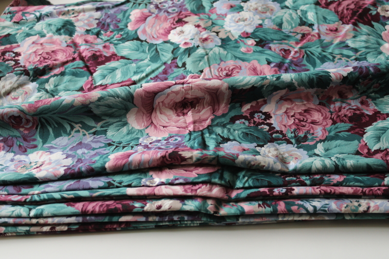 photo of 12 1/2 yards chintz floral print 80s 90s vintage cotton fabric VIP Cranston Print Works teal, rose, lavender  #4