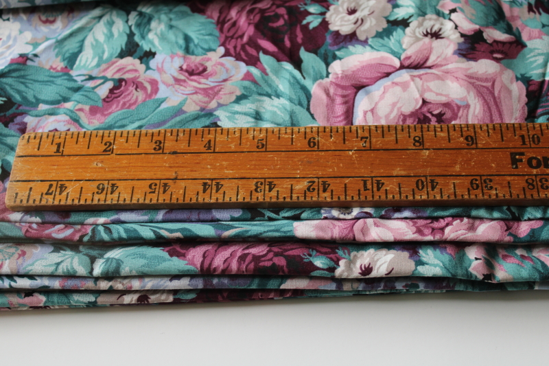 photo of 12 1/2 yards chintz floral print 80s 90s vintage cotton fabric VIP Cranston Print Works teal, rose, lavender  #5