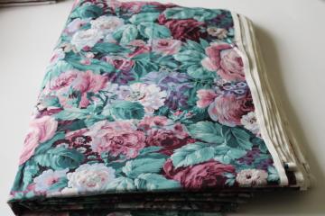 12 1/2 yards chintz floral print 80s 90s vintage cotton fabric VIP Cranston Print Works teal, rose, lavender 