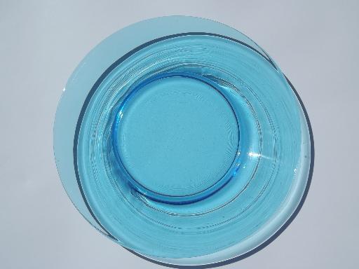 photo of 12 antique aqua blue color glass salad plates, vintage Imperial glass? #2