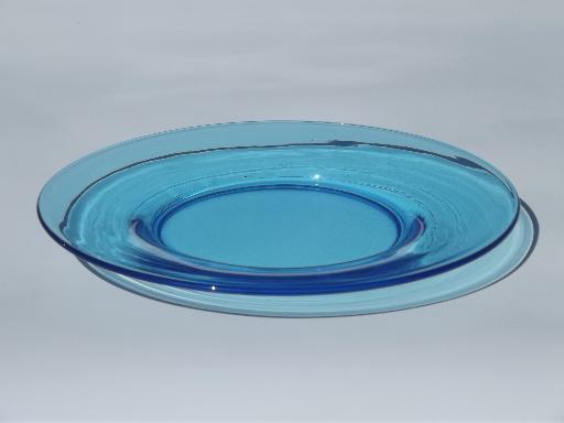 photo of 12 antique aqua blue color glass salad plates, vintage Imperial glass? #4