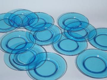catalog photo of 12 antique aqua blue color glass salad plates, vintage Imperial glass?