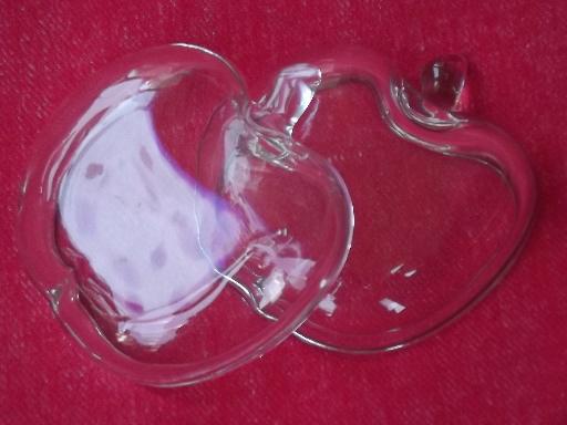 photo of 12 apple shaped pressed glass dishes, salt dips or butter pat plates? #4