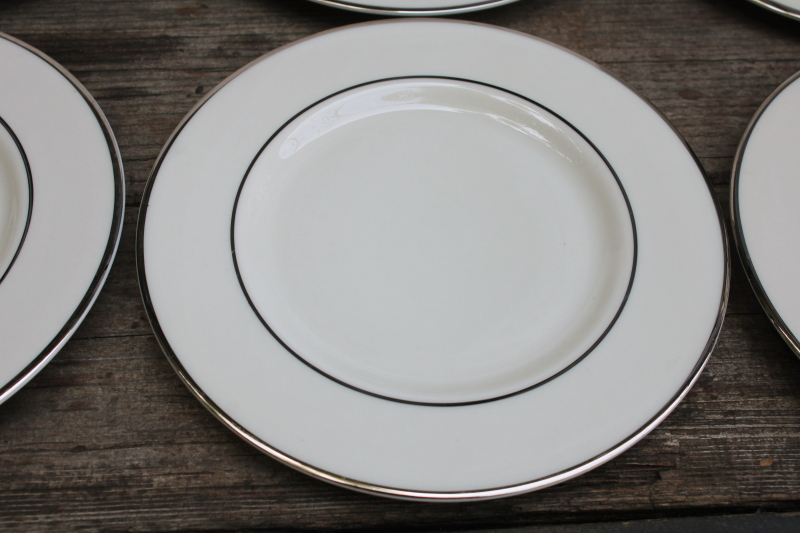 photo of 12 bread & butter plates vintage Japan fine china, Lenox style ivory porcelain w/ platinum silver band #2