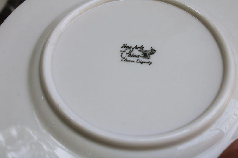 photo of 12 bread & butter plates vintage Japan fine china, Lenox style ivory porcelain w/ platinum silver band #3