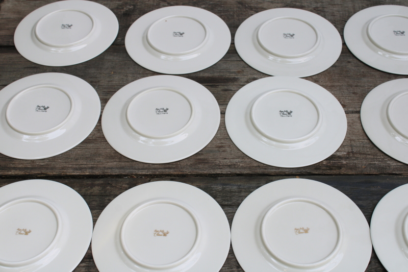 photo of 12 bread & butter plates vintage Japan fine china, Lenox style ivory porcelain w/ platinum silver band #5