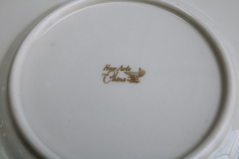 photo of 12 bread & butter plates vintage Japan fine china, Lenox style ivory porcelain w/ platinum silver band #7
