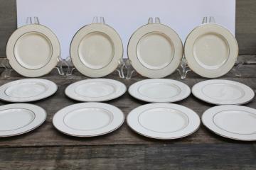 catalog photo of 12 bread & butter plates vintage Japan fine china, Lenox style ivory porcelain w/ platinum silver band 
