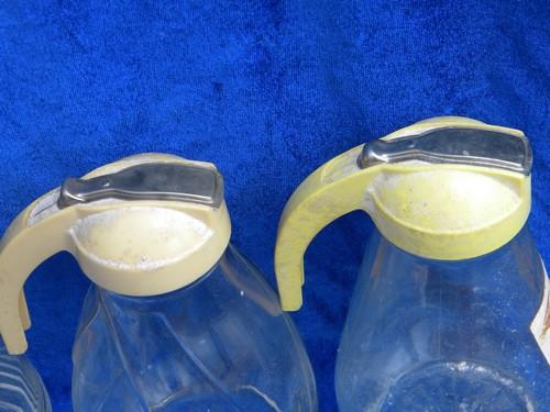 photo of 12 collectible vintage glass syrup pitchers, old kitchenware pitcher lot #3