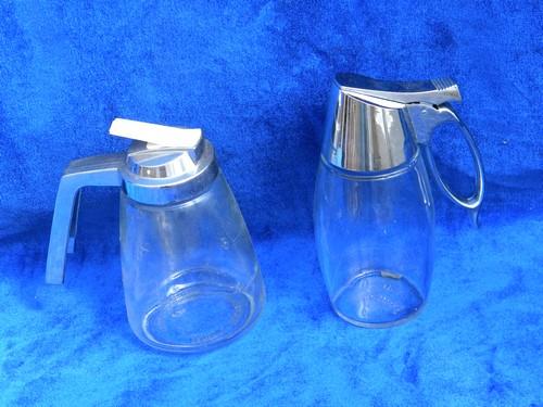 photo of 12 collectible vintage glass syrup pitchers, old kitchenware pitcher lot #5